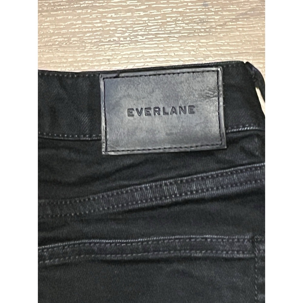 Everlane The Wide Leg Crop Jean Black High Rise Button Fly Raw Hem Stretch 26 - Picture 5 of 12